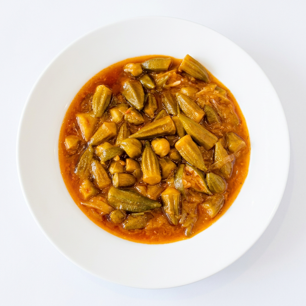 بامية طبيخ بالكسرة